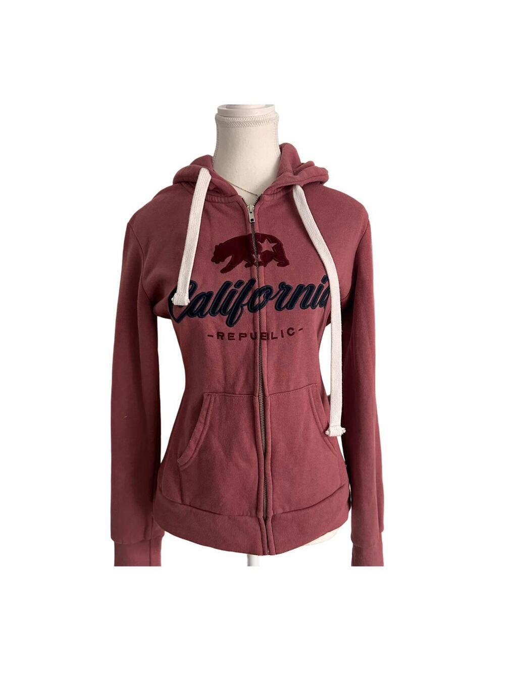 Reflex Size L Vintage Cali Embroidered Y2K Zip Up With Hood Light Weight Cotton